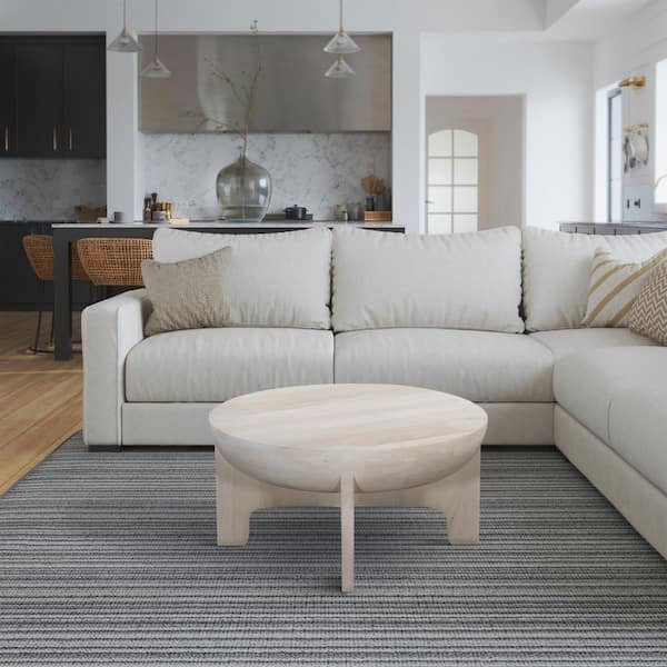 THE URBAN PORT 32 in. White Round Wood Coffee Table with Clean Rounded ...