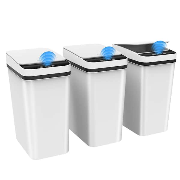 CLAVIE Motion Sensor Intelligent Waste Baskets 3-Piece Set in White