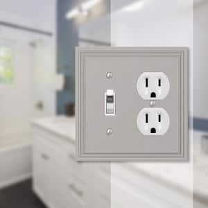 Hallcrest 2 Gang 1-Toggle and 1-Duplex Metal Wall Plate - Satin Nickel