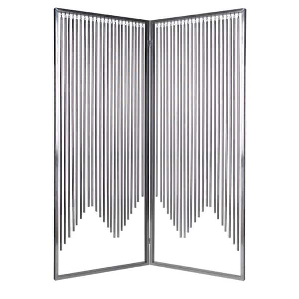HomeRoots Mariana 7 ft. Silver 2-Panel Screen Divider