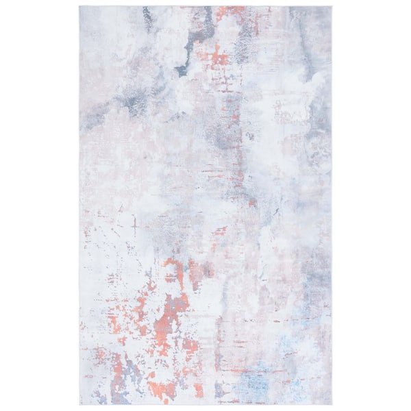 Malibu Ivory/Rust 3 ft. x 5 ft. Machine Washable Distressed Patchy Area Rug
