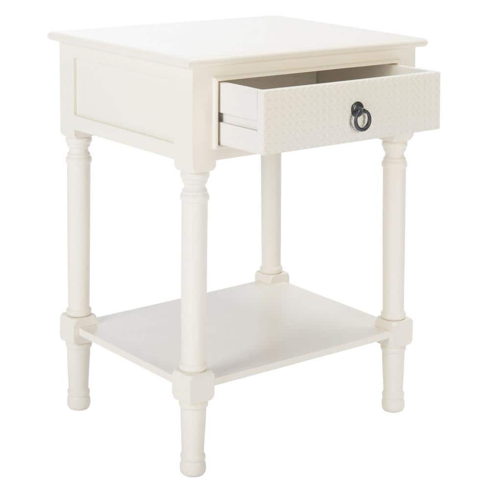 Haines White Wood 1-Drawer Accent Table with Storage