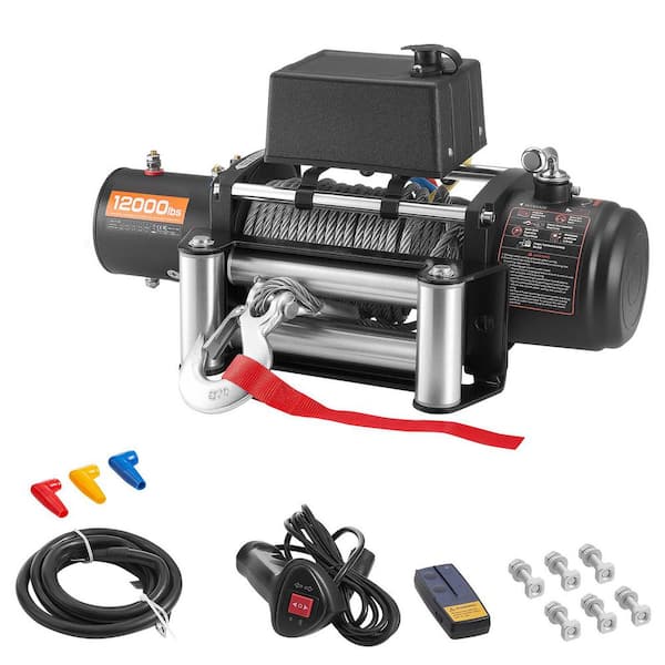 Electric Winch 12-Volt DC Truck Winch, Φ7/20 in. x 85 ft. Steel Rope, Wireless and Wired Remote 12000 lbs. Load Capacity