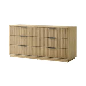 Brown and Black 6-Drawer 68 in. Wide Dresser Without Mirror