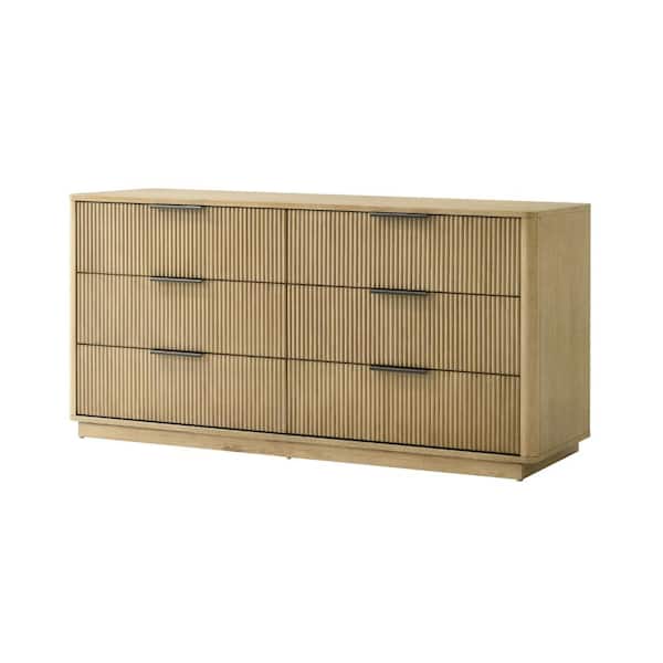 Benjara Brown and Black 6-Drawer 68 in. Wide Dresser Without Mirror
