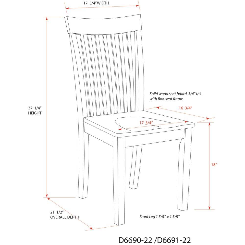 Cherry Solid Wood High Slat Back Parsons Side Chair Set