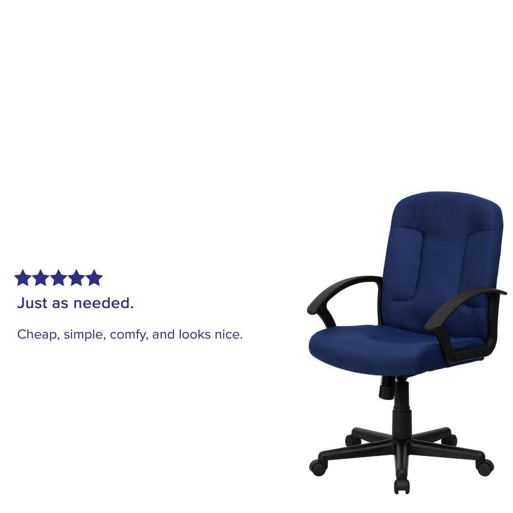 Navy Elegance Swivel Mid-Back Executive Chair with Fabric Upholstery