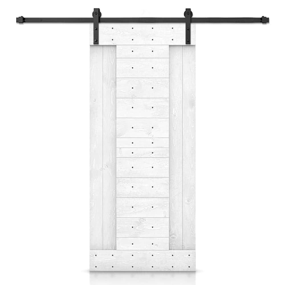 30 in. x 84 in. White Stained DIY Knotty Pine Wood Interior Sliding Barn Door with Hardware Kit price history on PriceWatchPro