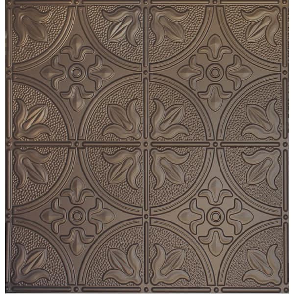 Global Specialty Products Dimensions 2 ft. x 2 ft. Bronze Tin Ceiling Tile for Refacing in T-Grid Systems