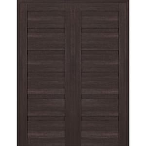 Louver 64 in. W. x 80 in. Both Hands Active Vera Linga Oak Wood Composite Double Prehend Interior Door