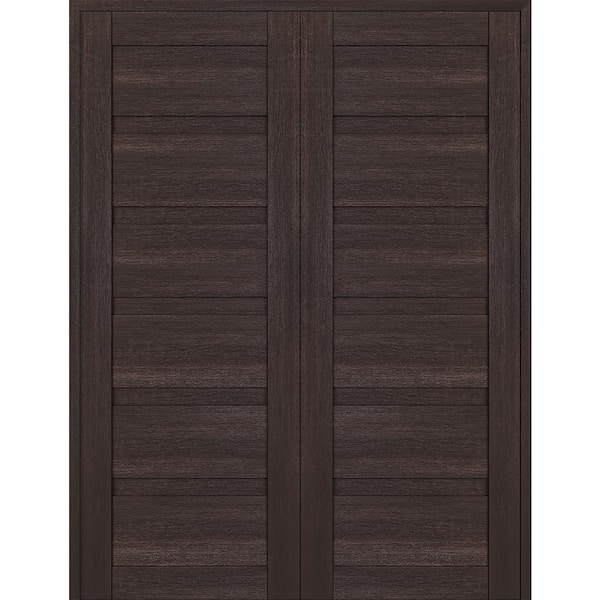Louver 72 in. x 80 in. Both Hands Active Vera Linga Oak Wood Composite Double Prehung Interior Door