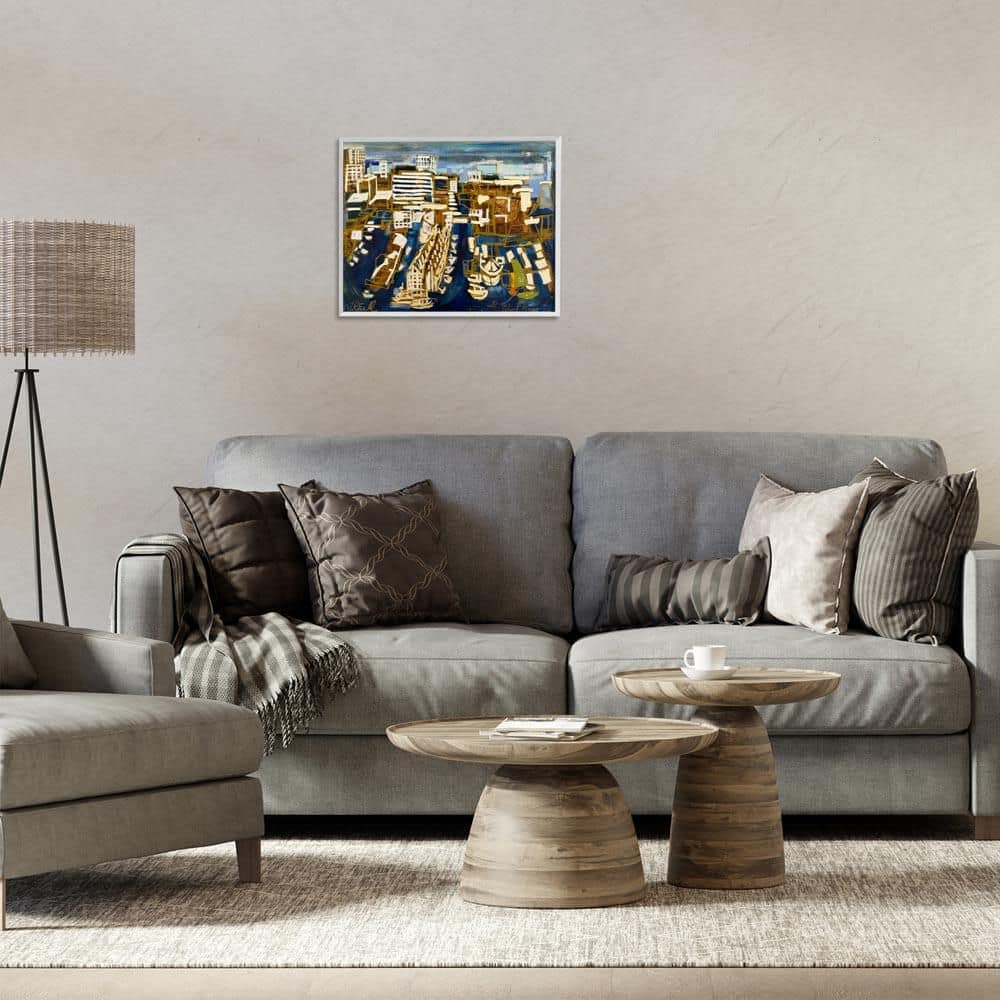 Bold Abstract Cityscape by Erin McGee Ferrell White Framed Abstract Giclee Art Print 16 in. x 20 in. price history on PriceWatchPro