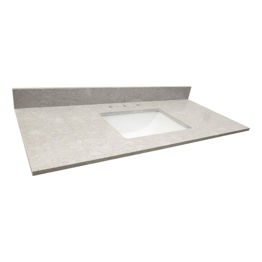 49 in. Drifting Fog Marble Vanity Top with White Undermount Sink