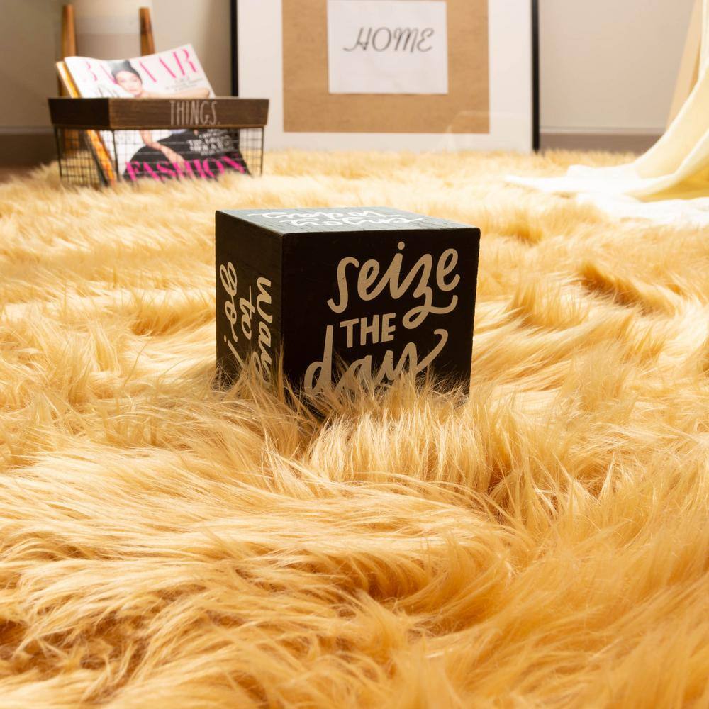 Serene Light Brown Faux Sheepskin Shag Rug 4' x 6'