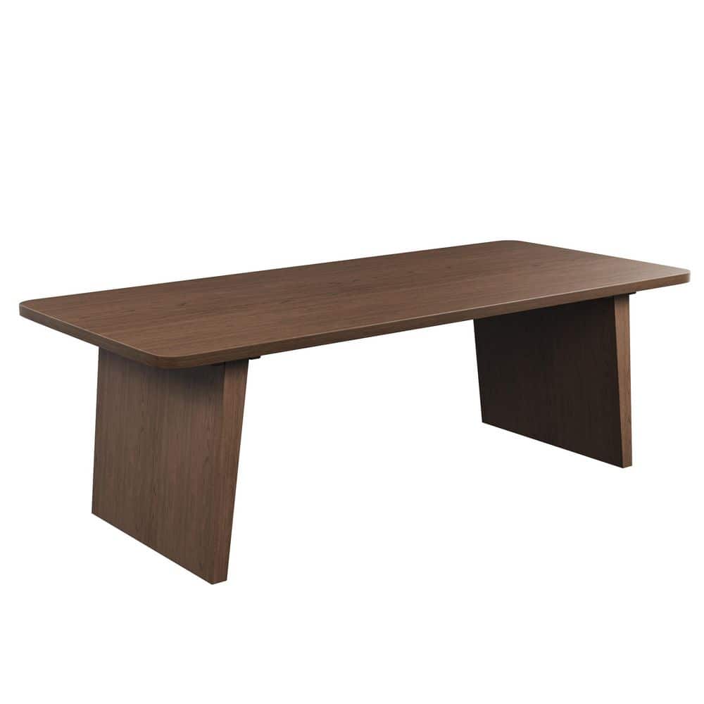 9 Piece Modern Rectangular Wood Top 79 in. Panel Base Dining Table Set Seats 8