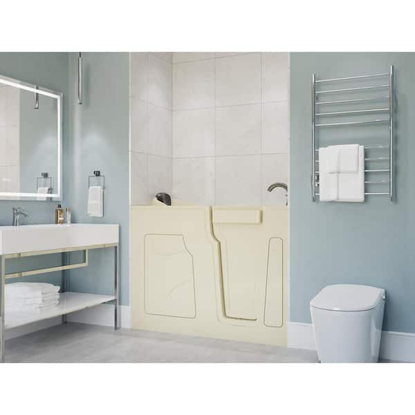 Safe Premier 53 in L x 28 in W Right Drain Walk-In Non-Whirlpool Bathtub in Biscuit