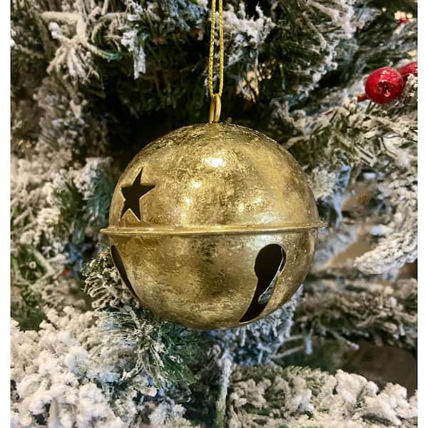 Haute Decor 3.35 in. Gold Foil Metal Jingle Bell Christmas