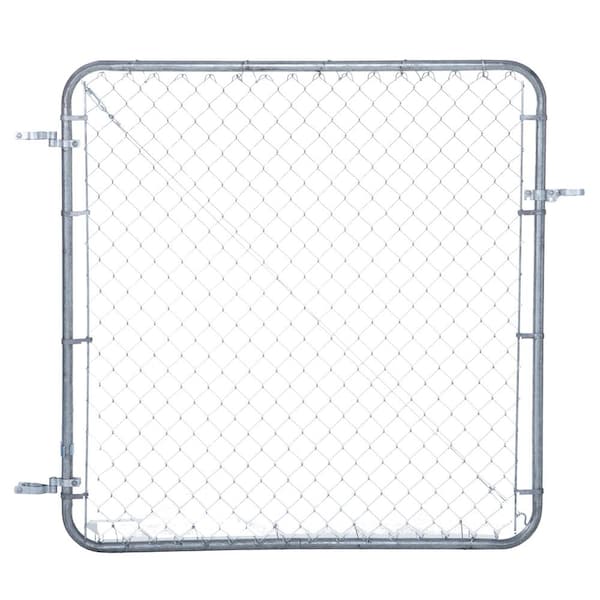 Fit-Right 6 ft. W x 4 ft. H Galvanized Metal Adjustable Single Walk-Through Chain Link Fence Gate
