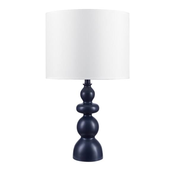 Novogratz x Globe Electric Brooks 25 in. Navy Blue Table Lamp with White Fabric Shade