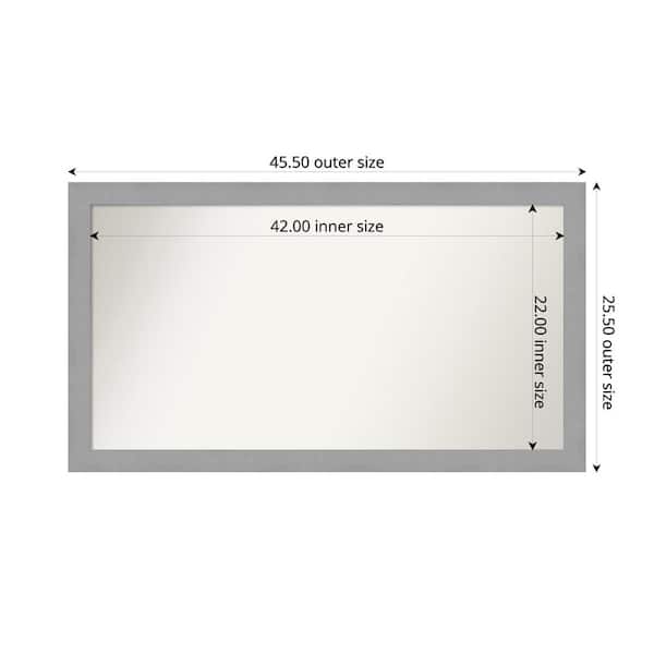 Amanti Art Brushed Nickel 45.5 in. x 25.5 in. Custom Non-Beveled Recycled Polystyrene Framed Bathroom Vanity Wall Mirror