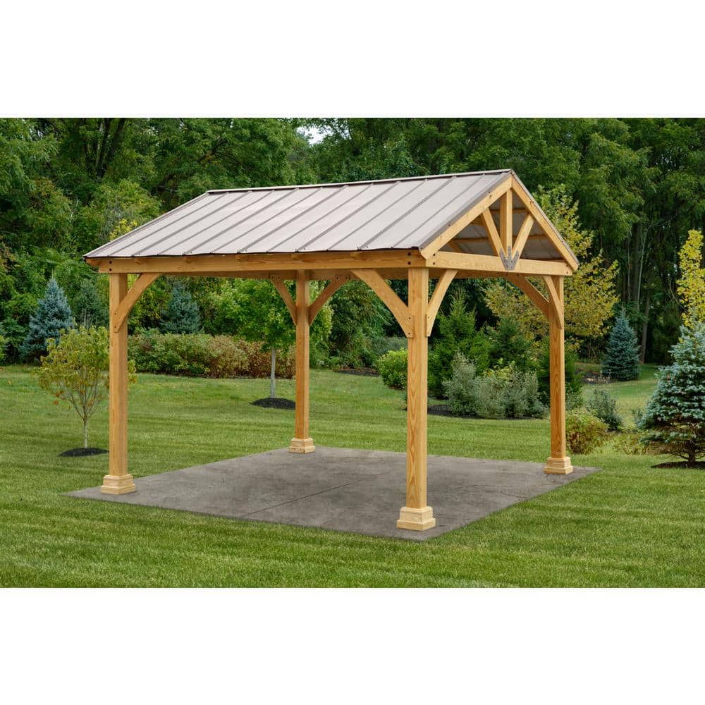 Westmont 12 ft. x 12 ft. Unstained Wood Pavilion with Bronze Canopy