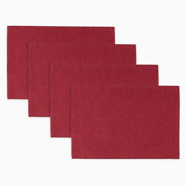 TOWN & COUNTRY LIVING Somers 19 in. W x 13 in. H Red Solid Polyester Placemats (Set of 4)
