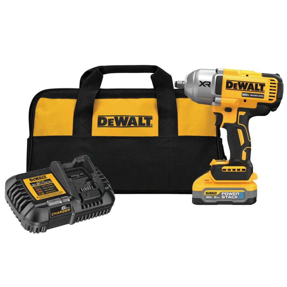 Burgerschap omvang Barcelona DEWALT 20V MAX XR Lithium-Ion Cordless 1/2 in. Impact Wrench with Hog Ring  Anvil Kit with POWERSTACK 5.0Ah Battery and Charger DCF900H1 - The Home  Depot