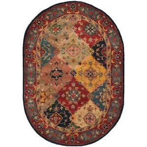 Heritage Red/Multi 8 ft. x 10 ft. Oval Border Area Rug