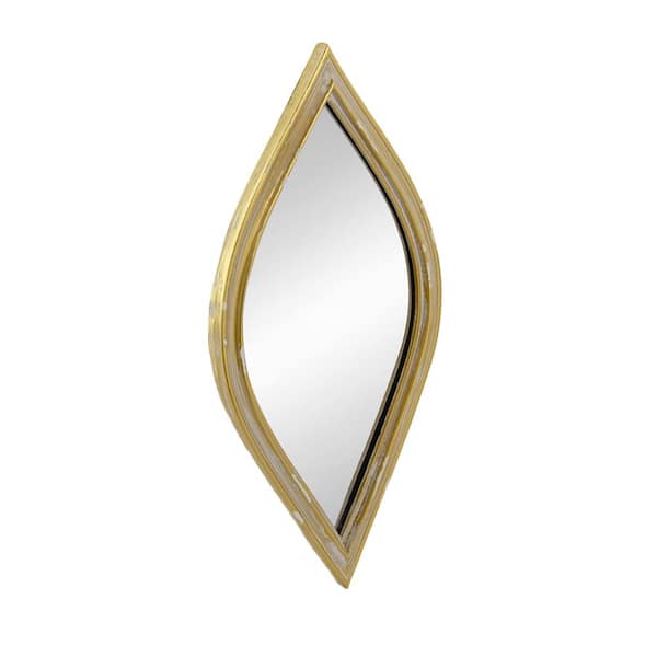 Tatahance Antique Gold 6.5 in. W x 13 in. H Irregular Polyresin Framed Small Decorative Wall Mirror