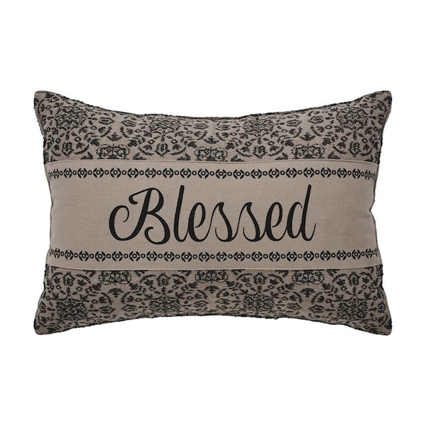 VHC BRANDS Custom House Natural Primitive Black Country Blessed Jacquard 9.5 in. x 14 in. Throw Pillow