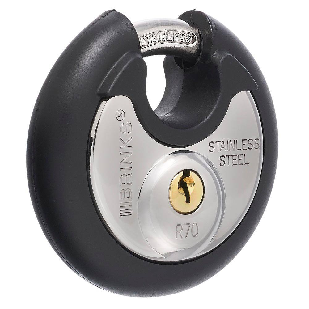 Brinks 70mm Stainless Steel Keyed Padlocks with Rubber Jacket, 4 Pack
