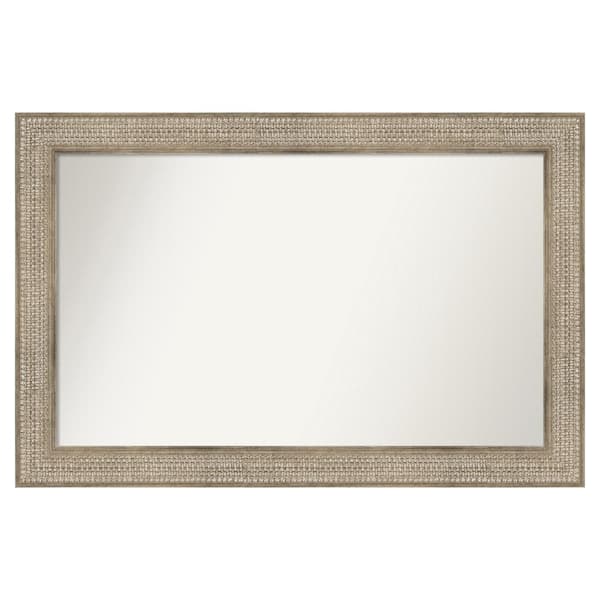 Amanti Art Trellis Silver 44 in. x 29 in. Custom Non-Beveled Wood Framed Bathroom Vanity Wall Mirror