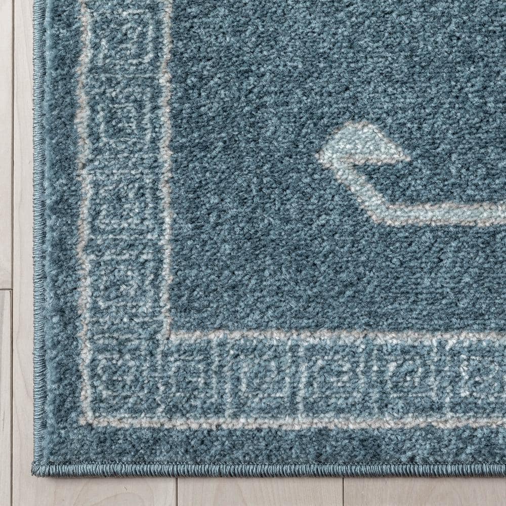 Sydney Dark Blue Geometric Synthetic Rectangular Area Rug
