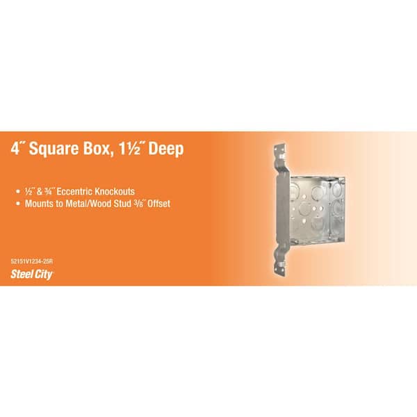 4 in. Steel Square Box with SV Bracket (52151V1234-25R)