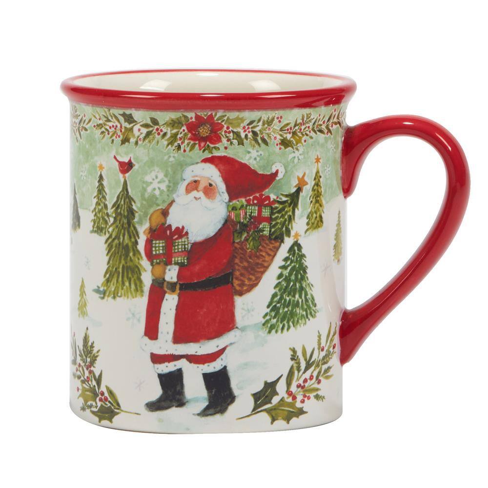 Joy of Christmas Red Ceramic 16 oz Mug Set of 4