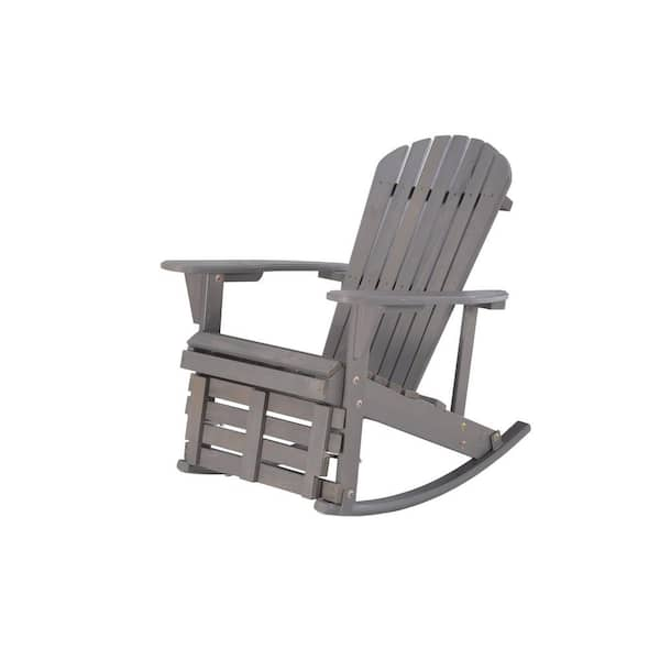 W Unlimited Zero Gravity Dark Gray Wood Rocking Adirondack Chair with Built-In Footrest