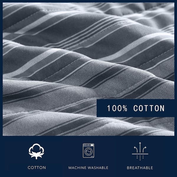 Nautica Coveside 3-Piece Gray Cotton King Quilt Set USHSA91225591