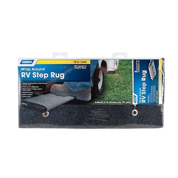 Extra Large Green Camco Wrap Around Step Rug- Protects Your RV from Unwanted Tracked in Dirt 42933 Works on Electrical and Manual RV Steps 