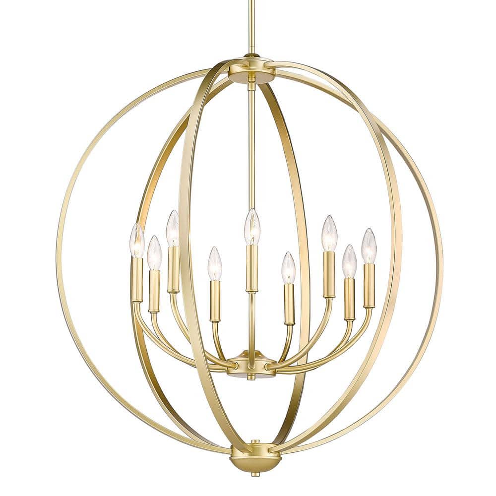 Olympic Gold 9-Light Chandelier with Metal Mesh Shades