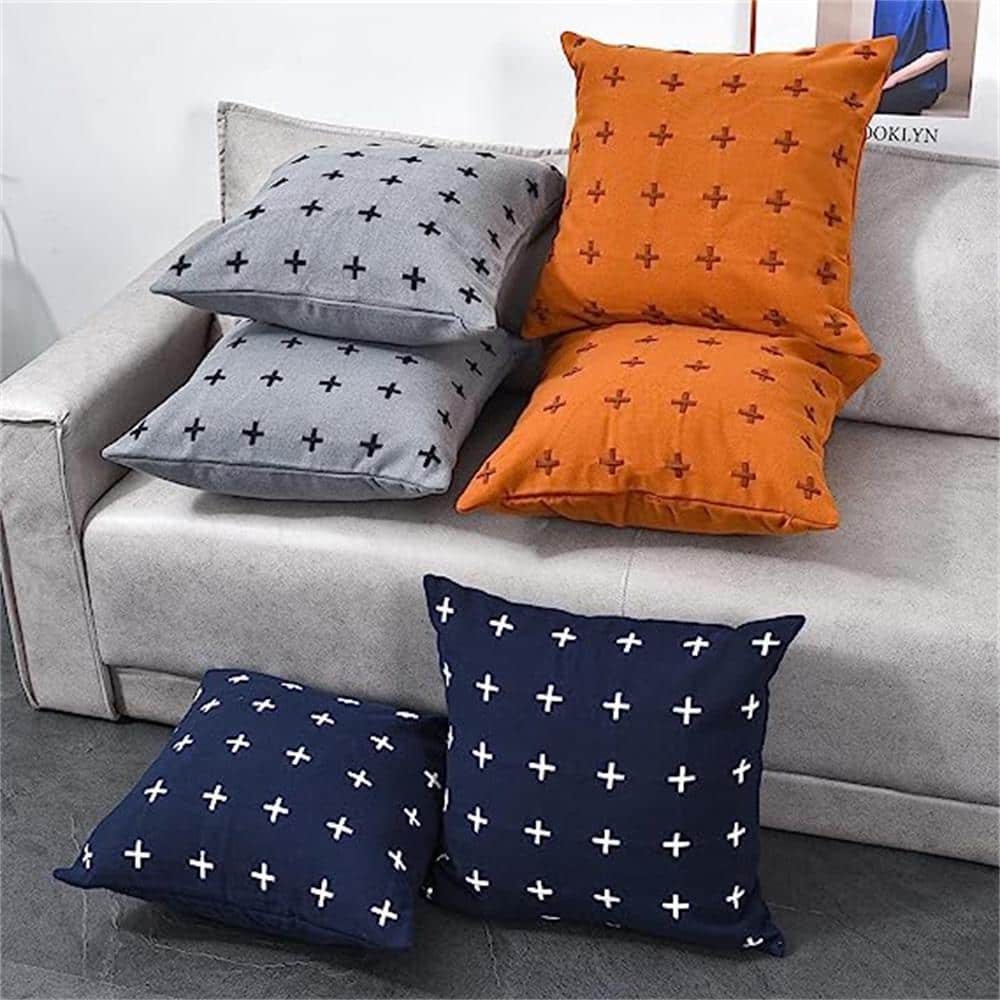 Outdoor Plush Cross Design Square Bed Throw Pillow Covers Fall Winter Decor