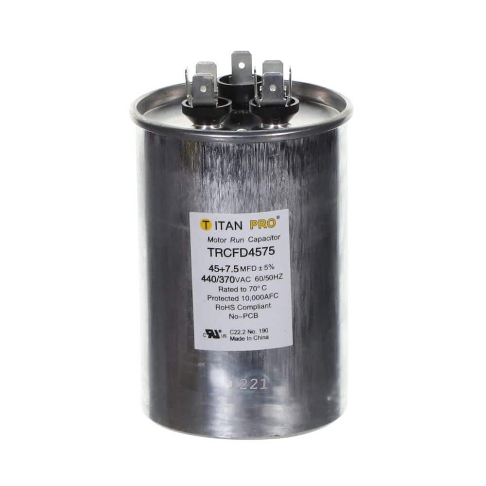 Packard 45+7.5 MFD 440/370V Dual Voltage Round Run Capacitor