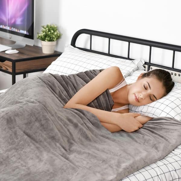 Mablevi 100% Cotton Weighted Blanket - 8 Pounds, Calm Sleeping, 48 x 72,  Grey 