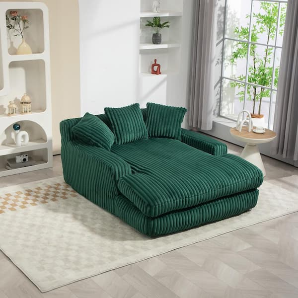 52 in. Emerald Corduroy Polyester 2-Seater Loveseat with 3 Back pillows Deep Seat Couch for Living Room