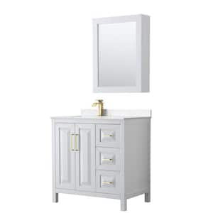 Daria 36 in. W x 22 in. D x 35.75 in. H Single Bath Vanity in White with Carrara Cultured Marble Top and MC Mirror