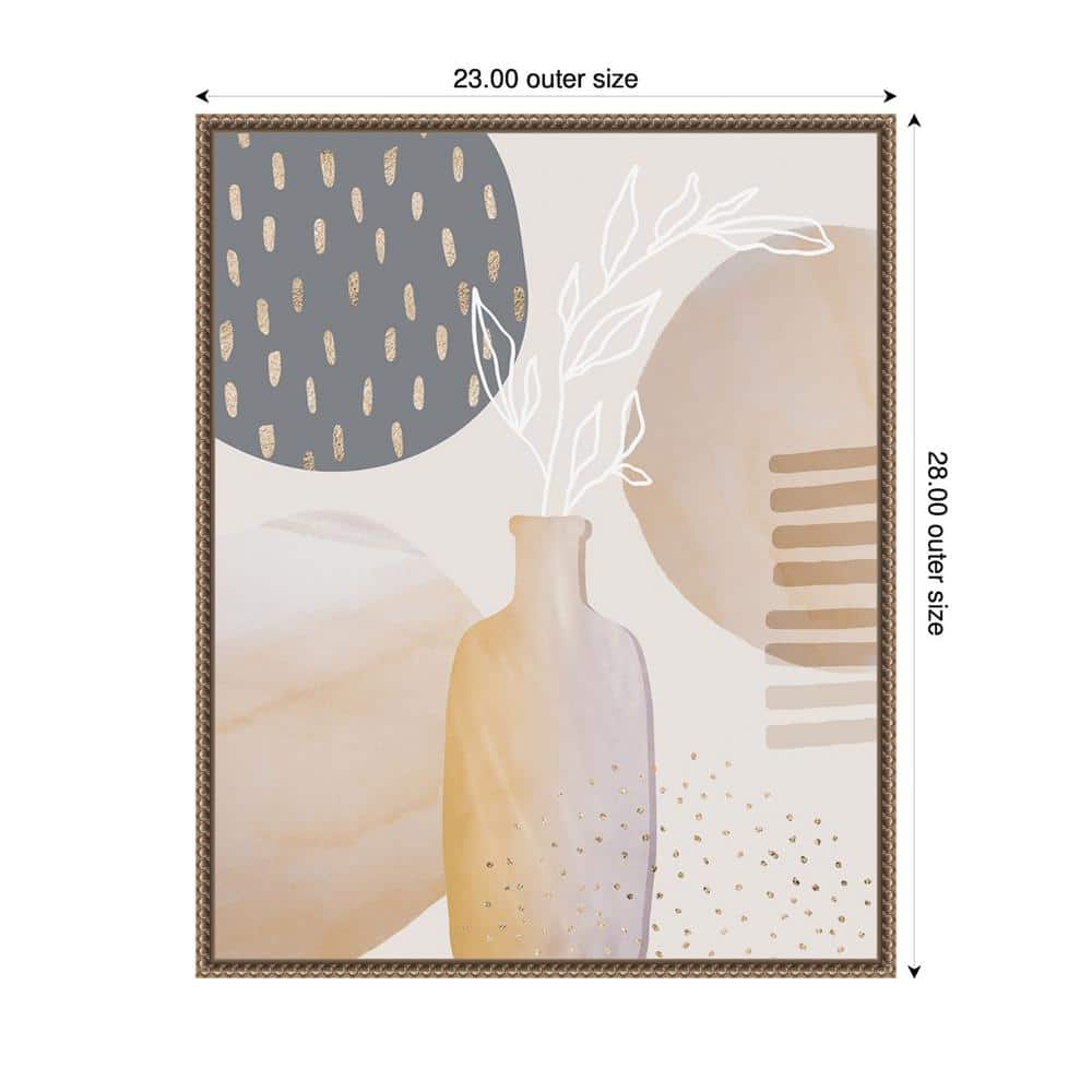 Mid-Century Earth Tones Abstract Canvas Wall Art with Brown Frame