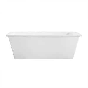 Hudson 69 in. Freestanding Flatbottom Soaking Wide-Rim Bathtub in White Including Chrome Overflow and Pop-up Drain