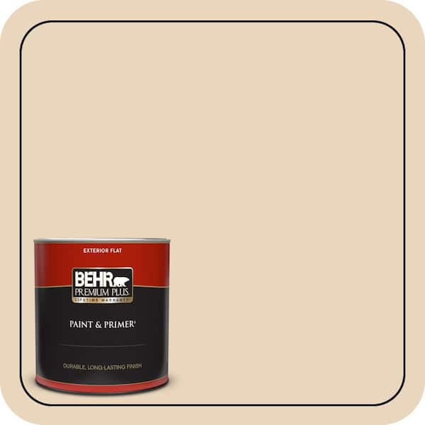 BEHR PREMIUM PLUS 1 qt. #N280-2 Writers Parchment Flat Exterior Paint & Primer