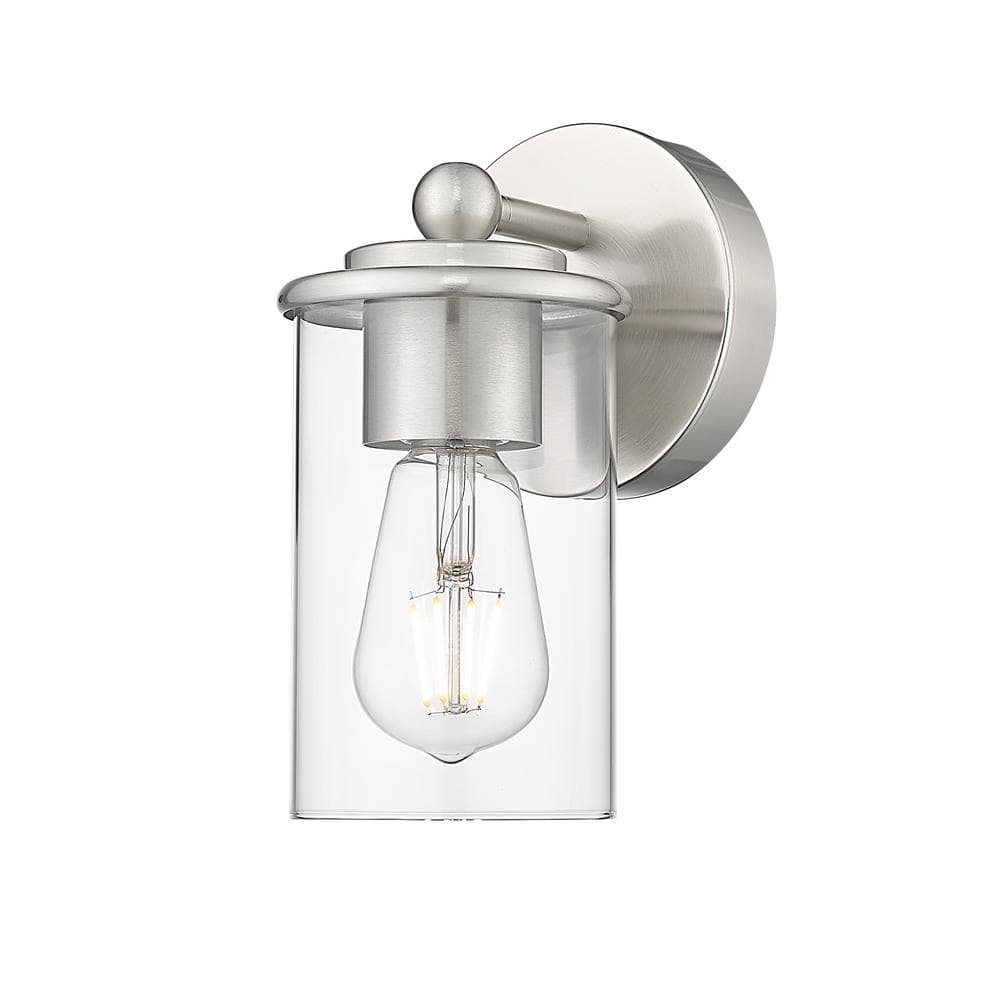 Thayer 4.75 in. 3-Light Brushed Nickel Wall Sconce with Clear Glass Shade w