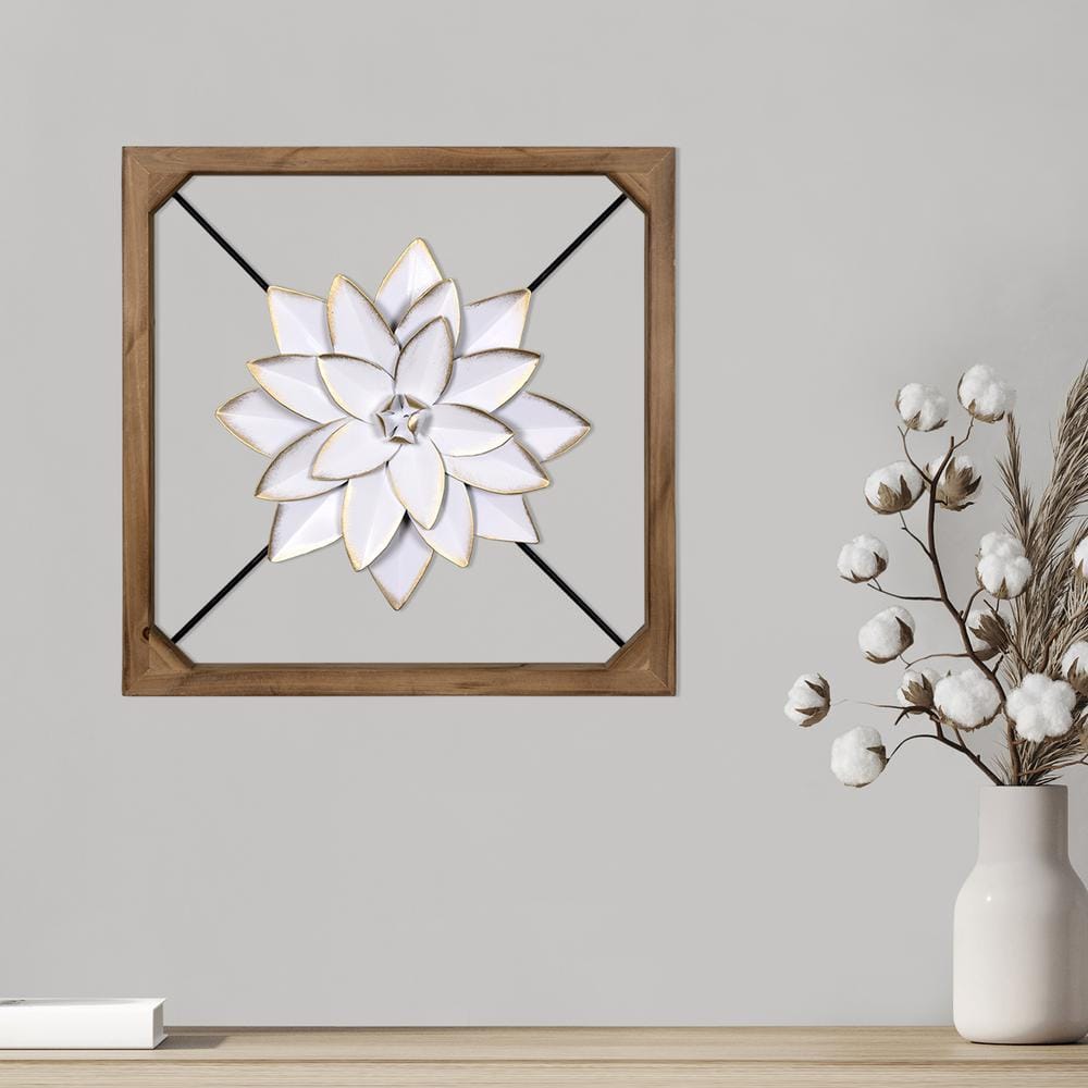 Stratton Home Decor Farmhouse Floating White Metal Flower Wall Decor S43934  The Home Depot