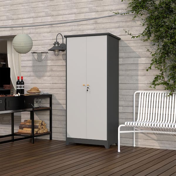 Unbranded 31 in. W x 15 in. D x 72 in. H Outdoor Storage Cabinet, Tool Cabinet with Waterproof Roof and Sturdy Lockable Doors